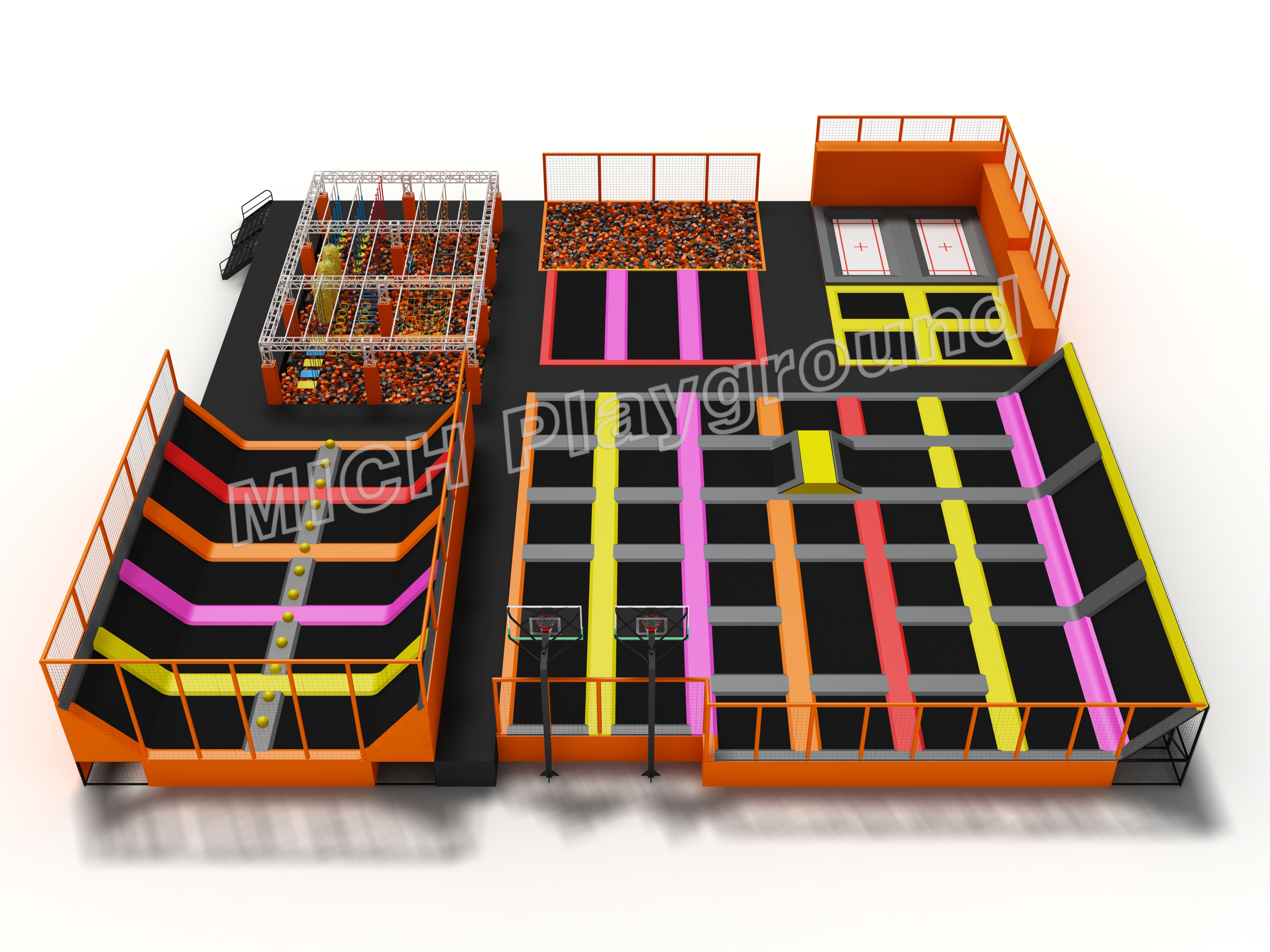 bungee trampoline and Mich customized indoor trampoline park 7106A