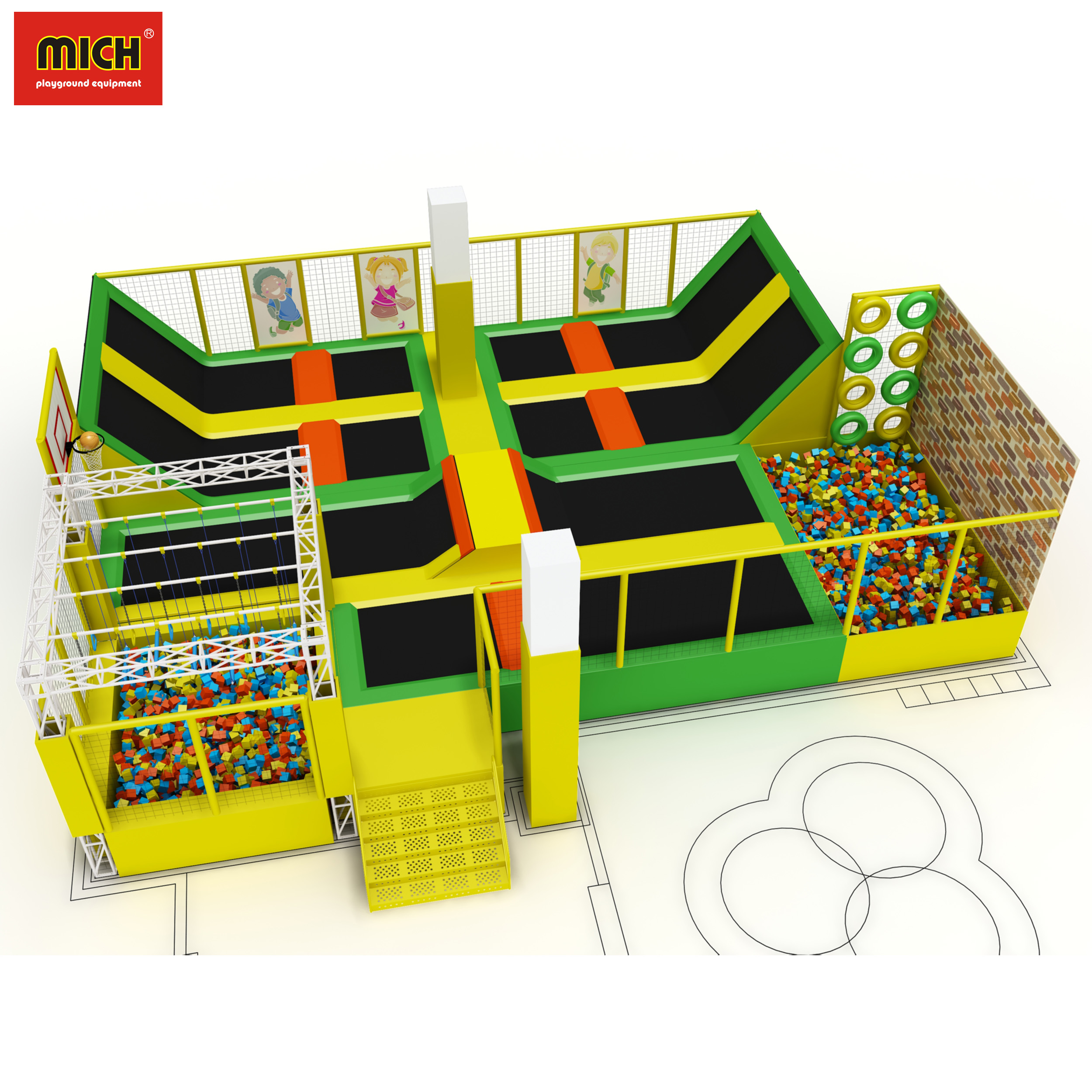 China Factory Fitness Sports Trampoline Jumping Mat Indoor Trampoline Park Buy Trampoline Park Trampoline Hot Sale Indoor Playground Product On Mich Playground