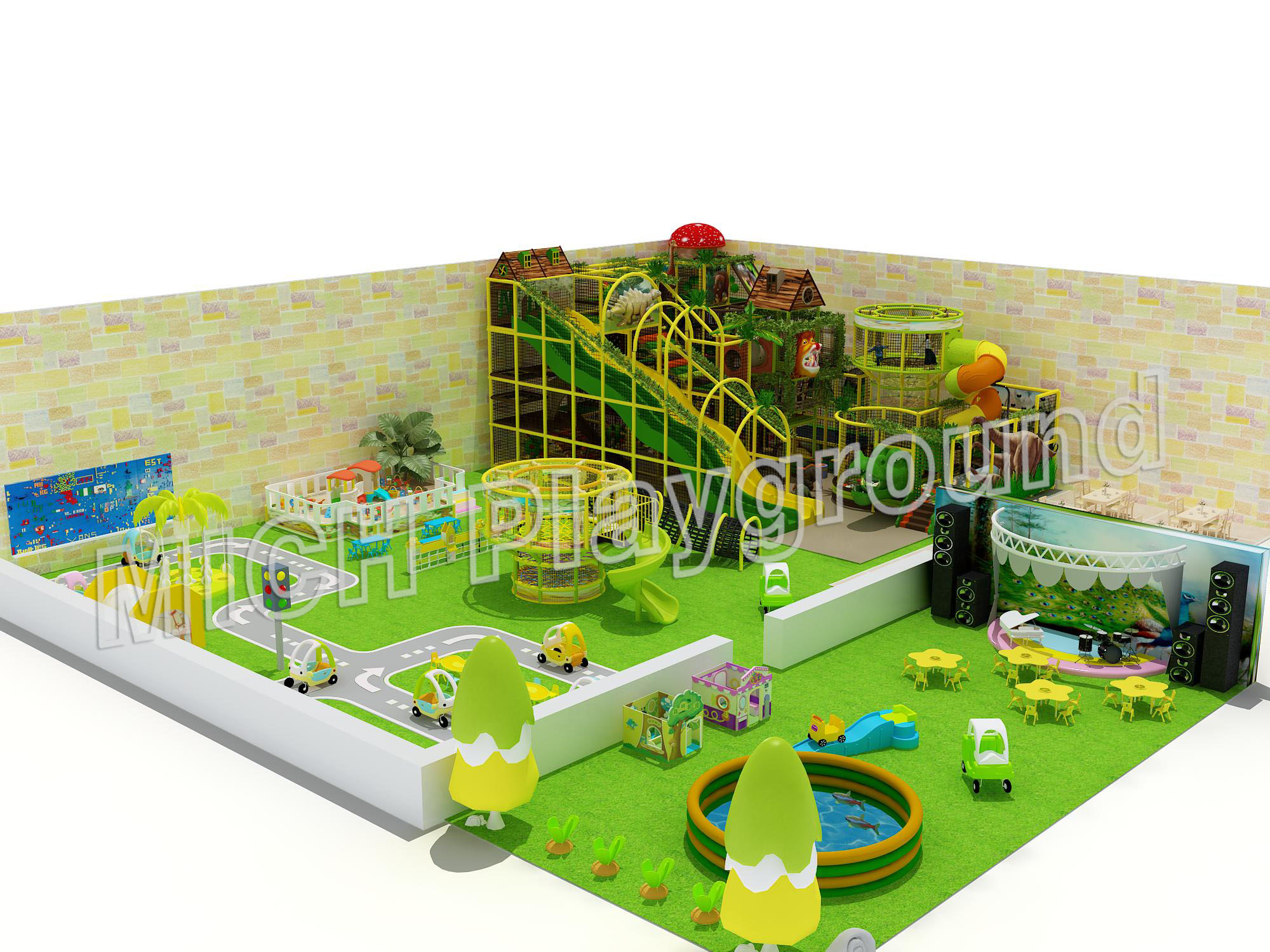 EN1176 Certificated Jungle theme indoor play area