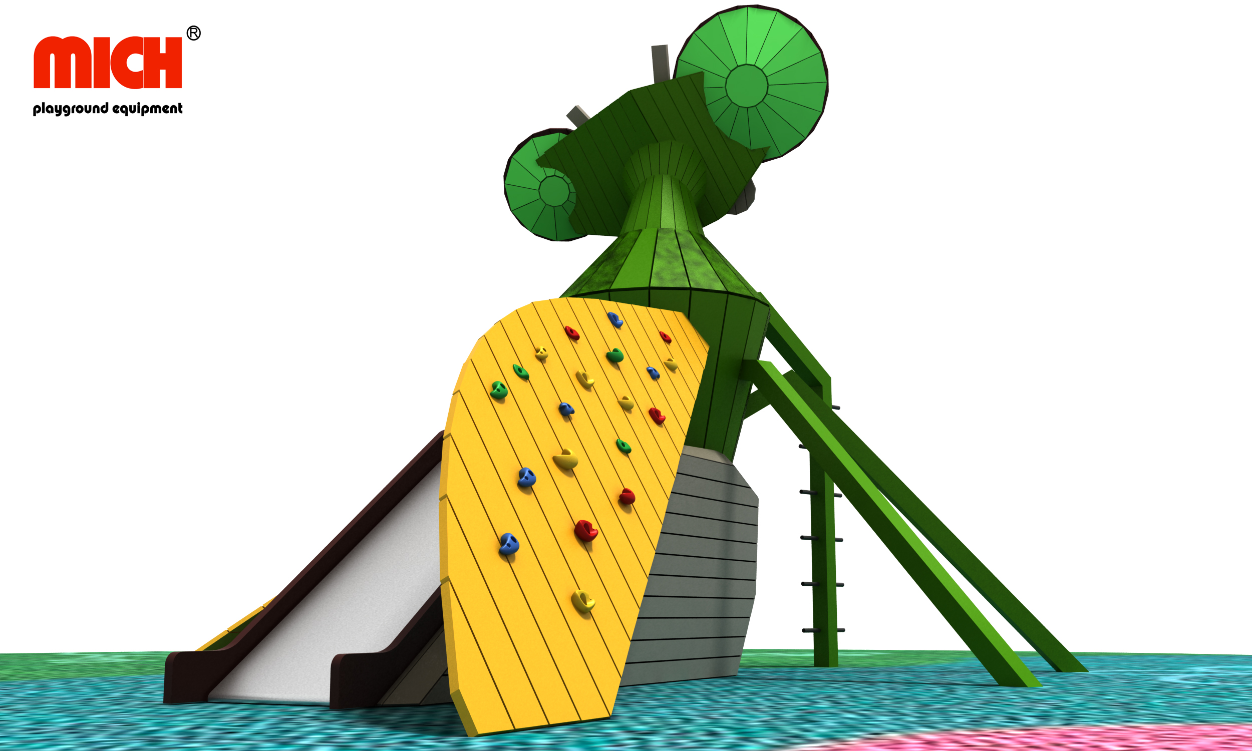 Outdoor Playset with Climbing Structure And Slides