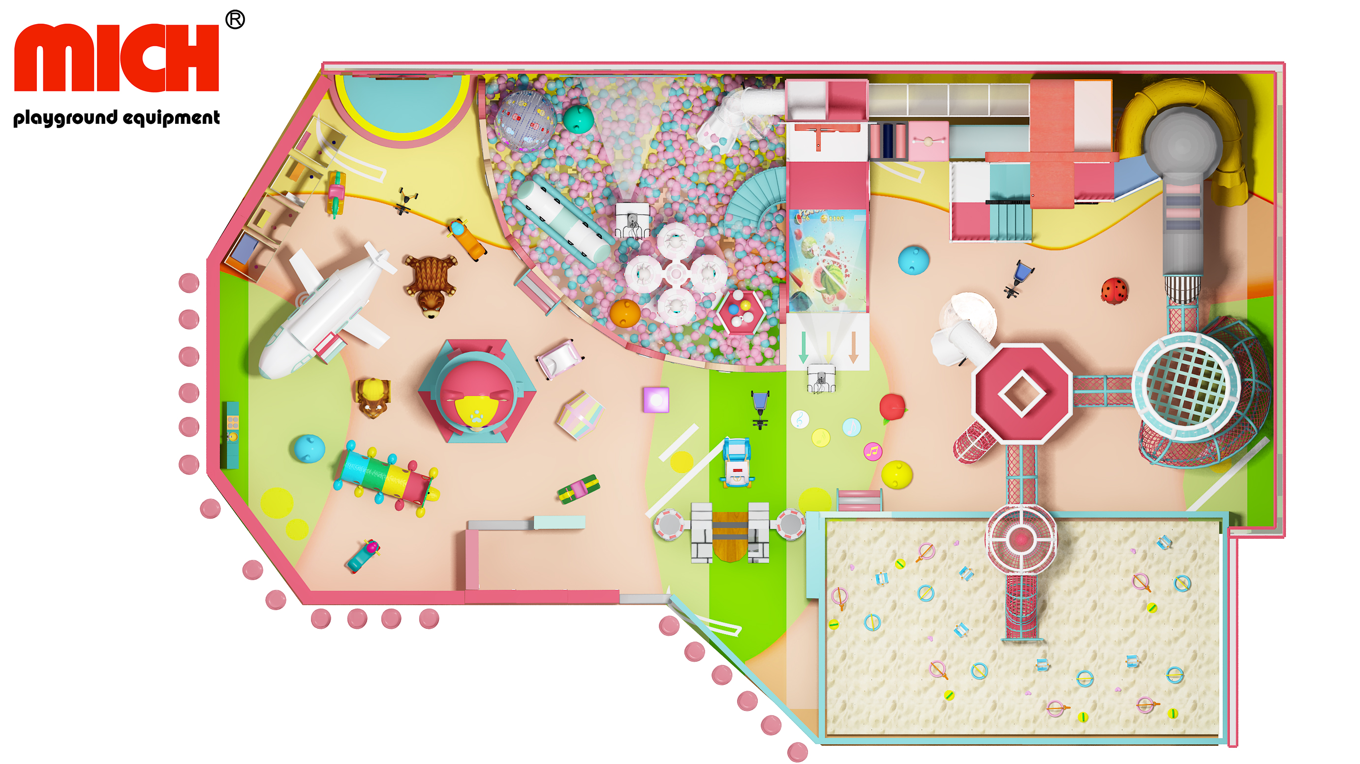 Commercial Pink Themed Kids Indoor Playground