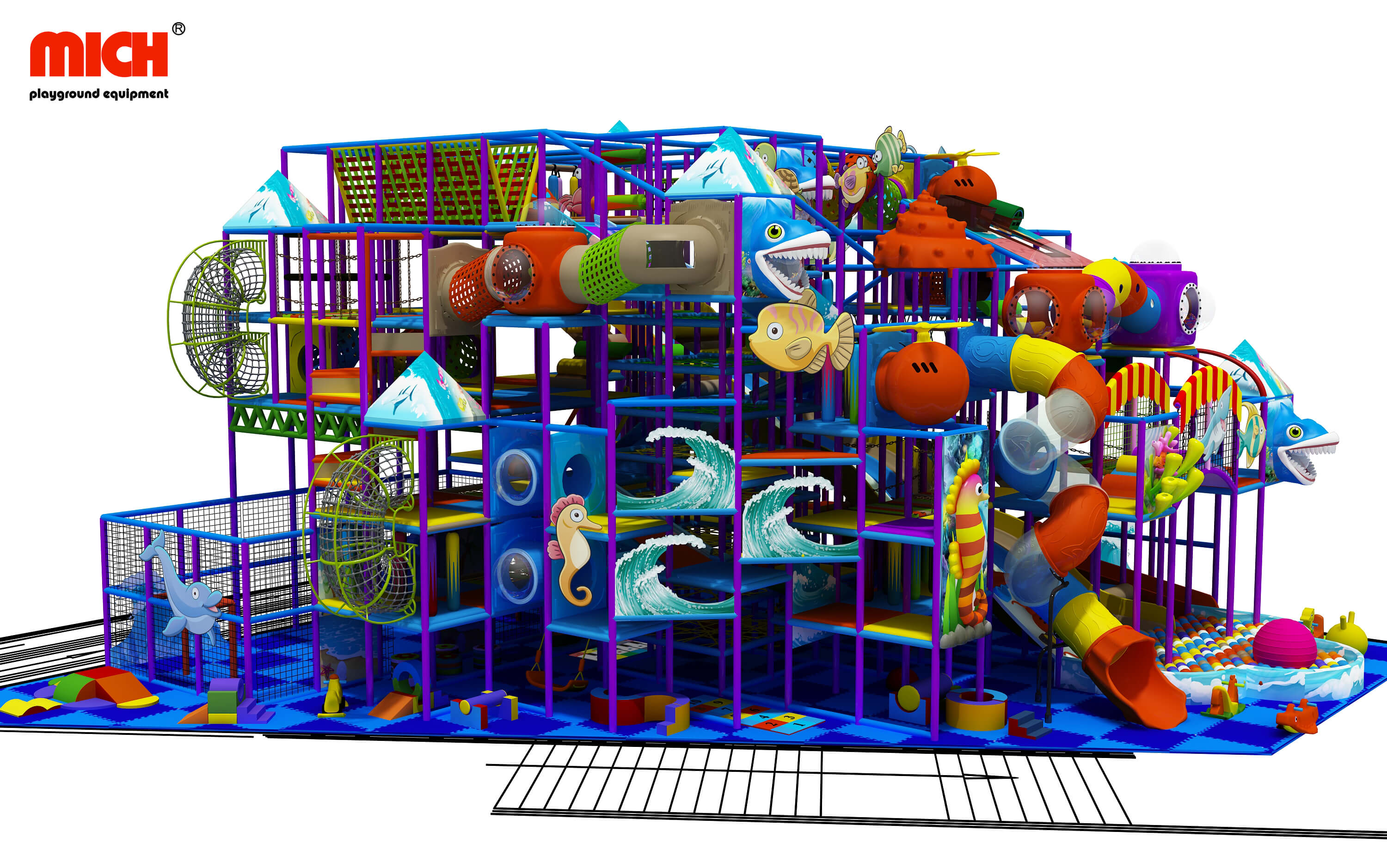 Ocean Themed 6 Levels Kids Soft Playhouse