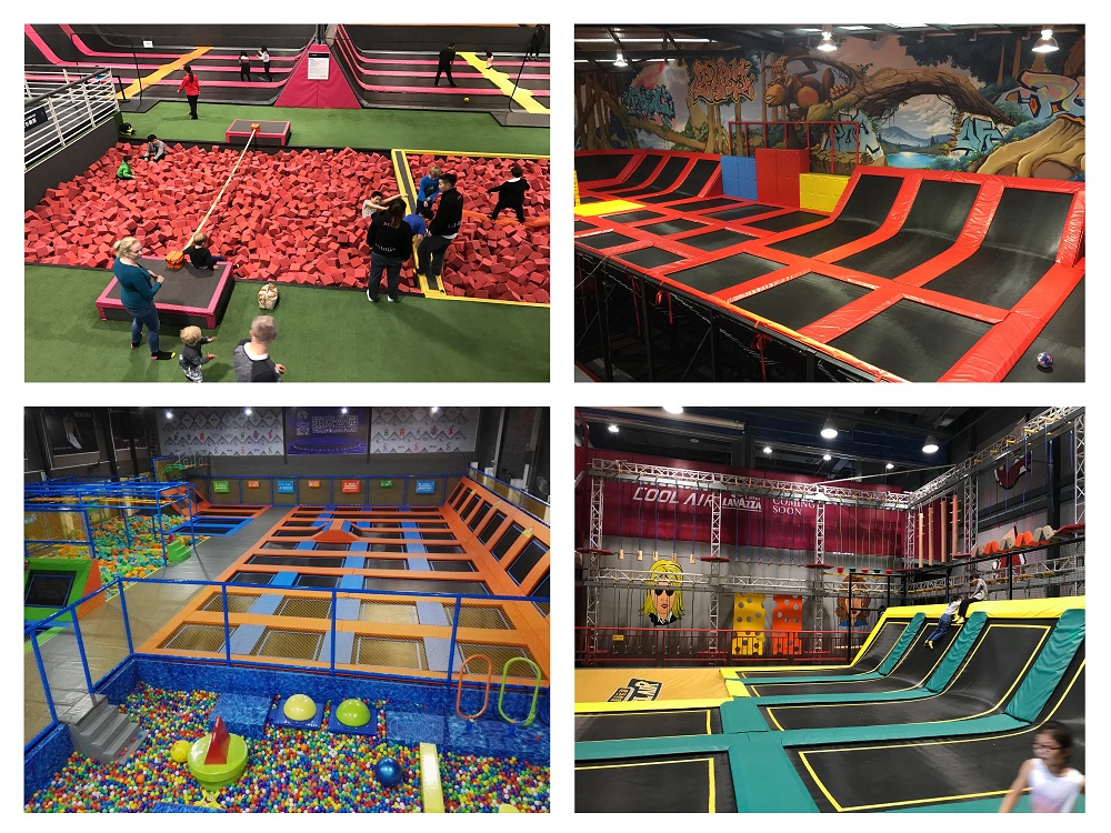 Large Trampoline Park with Ninja Warrior Obstacle