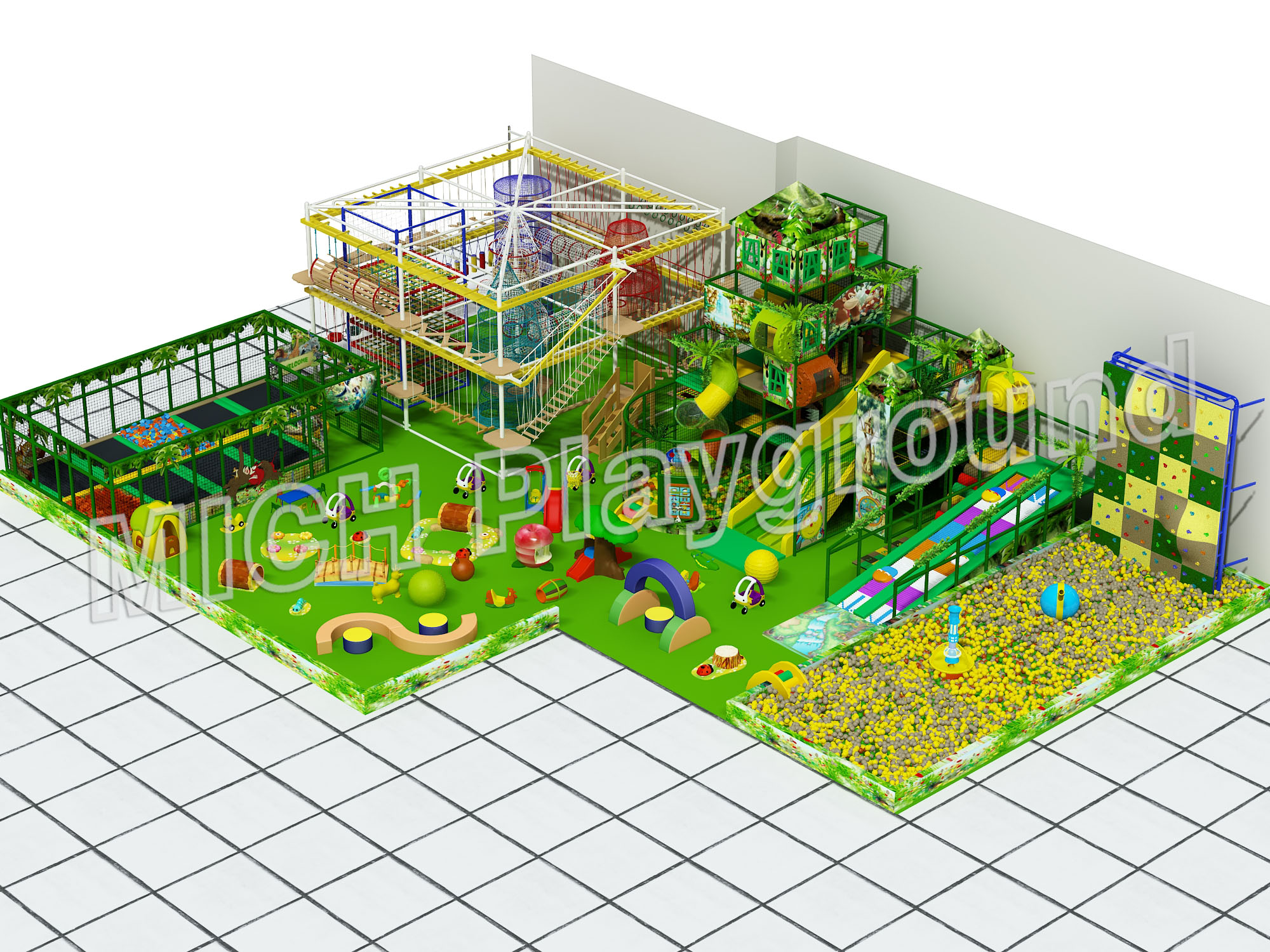Indoor Playground with Rope Course, Trampoline